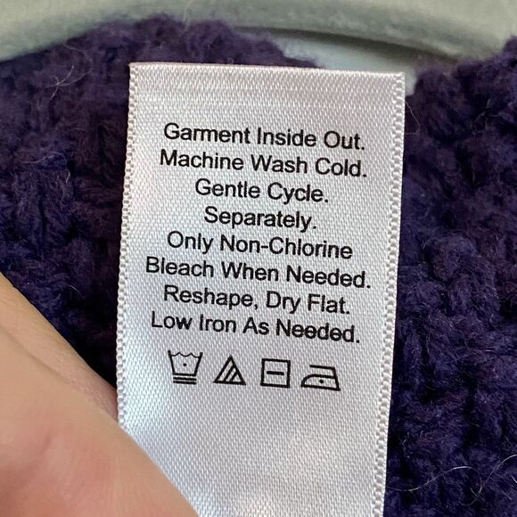 Coldwater Creek Womens Poncho Sweater Purple Fringe Wool Blend One Size - Picture 11 of 11